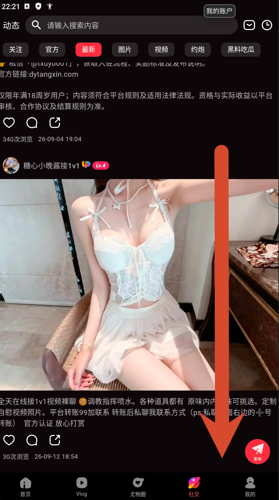 糖心Vlog社交动态一对一宣传与发布按钮截图