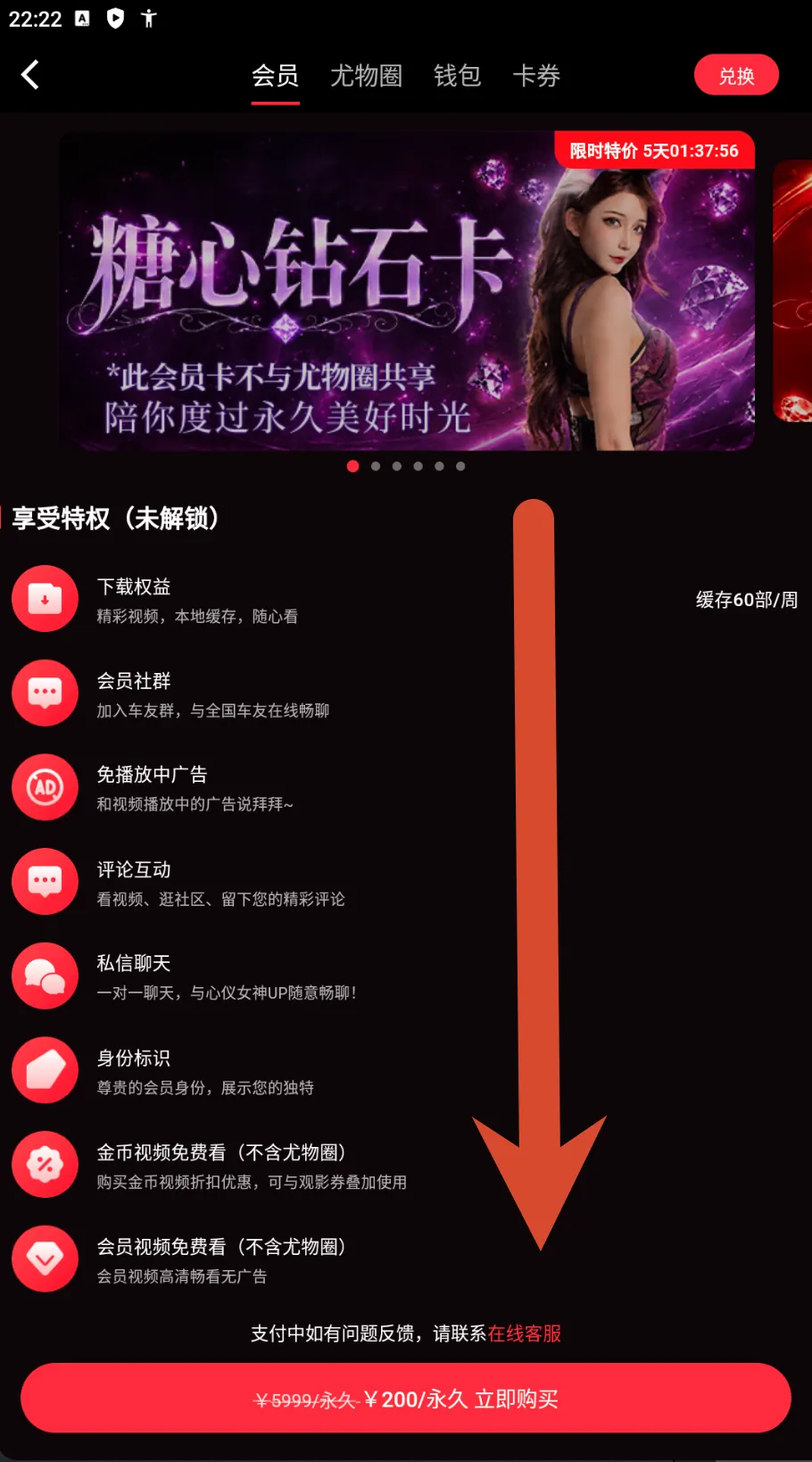 糖心Vlog钻石会员卡价格截图